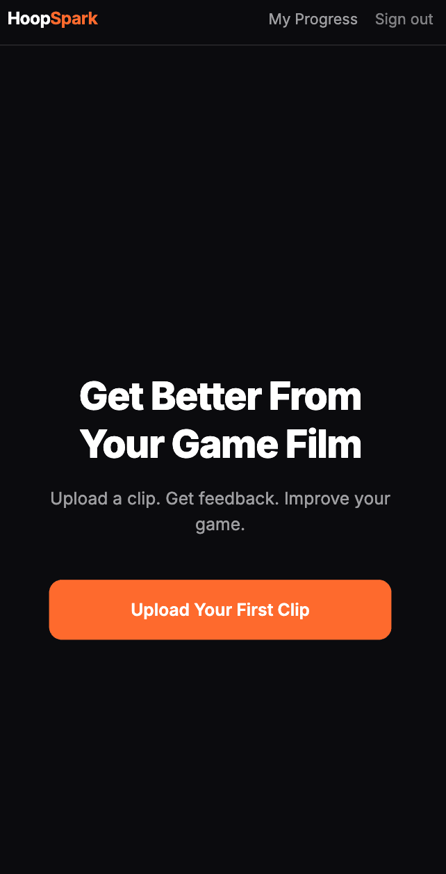 HoopSpark home screen